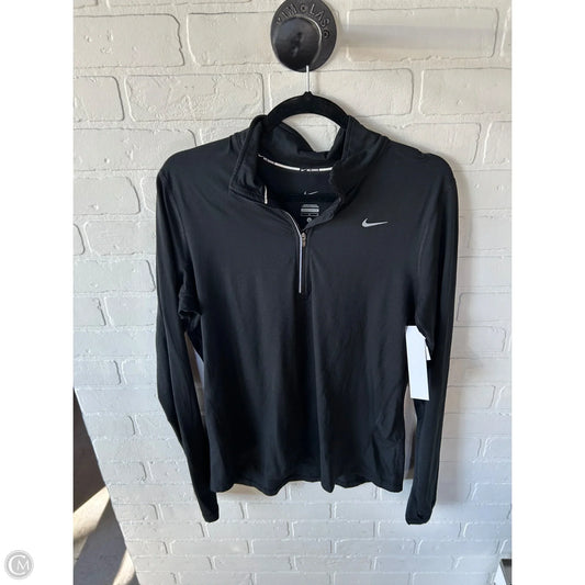 Athletic Top Long Sleeve Collar By Nike In Black, Size: L