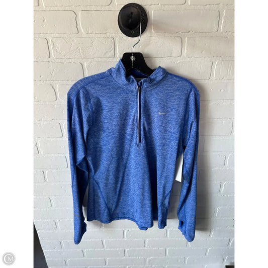 Athletic Top Long Sleeve Collar By Nike In Blue, Size: M
