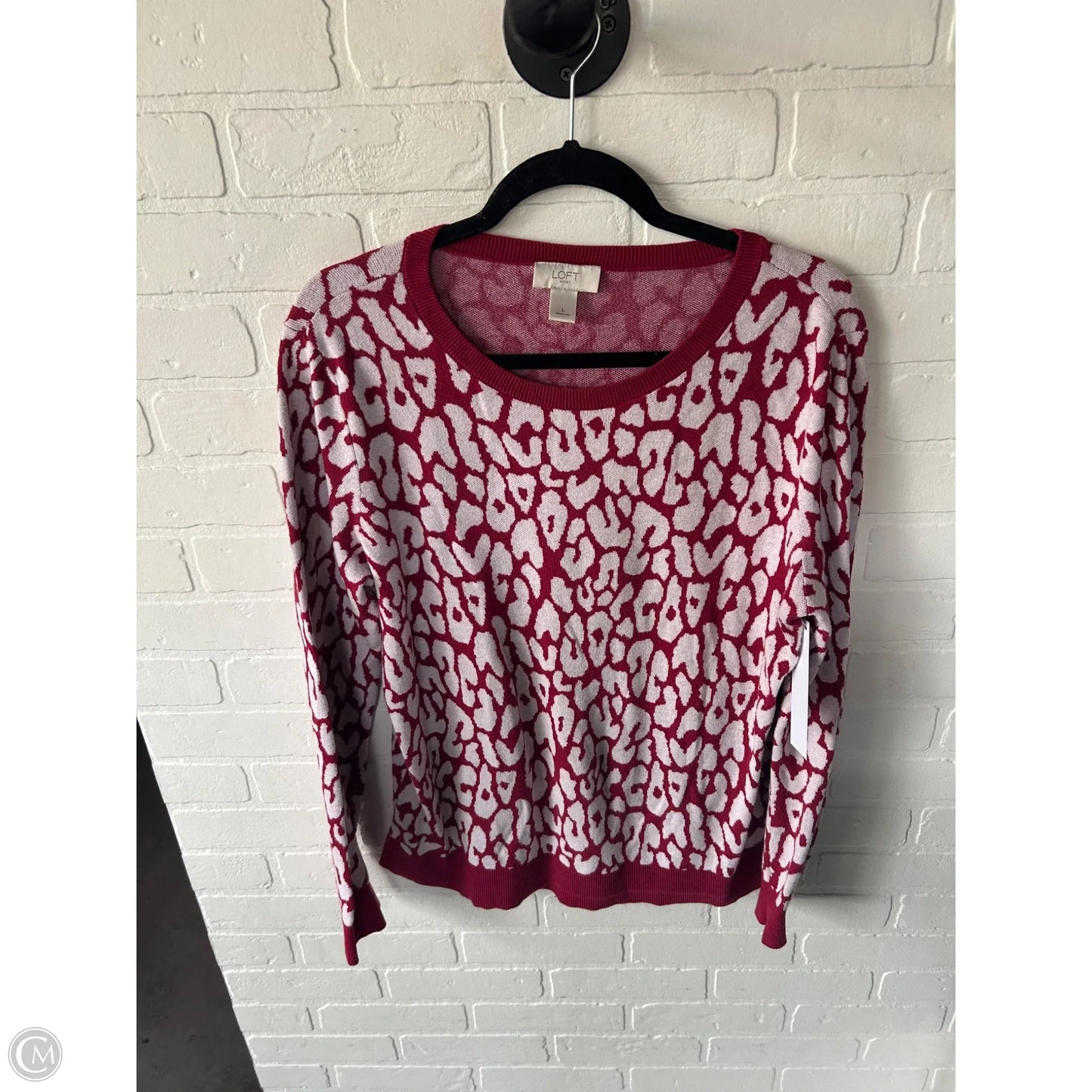 Sweater By Loft In Red & White, Size: L