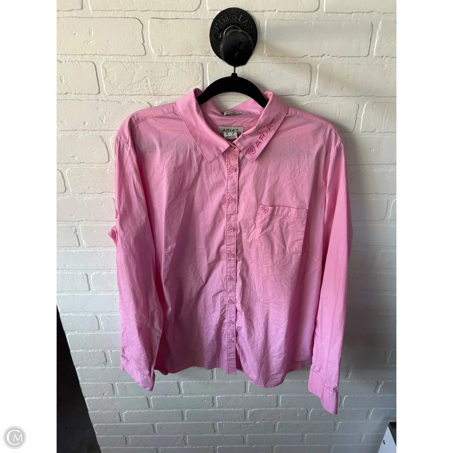 Top Long Sleeve By Ariat In Pink, Size: Xxl