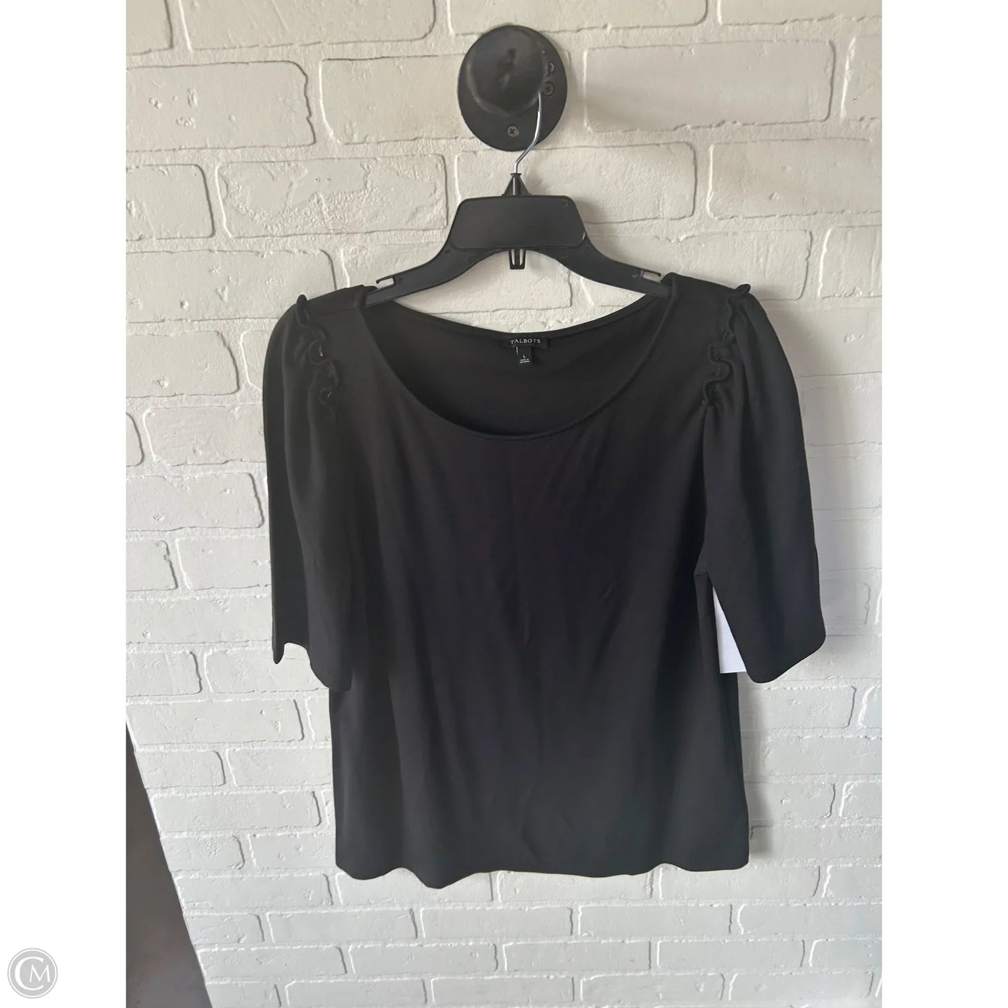 Top Short Sleeve By Talbots In Black, Size: L