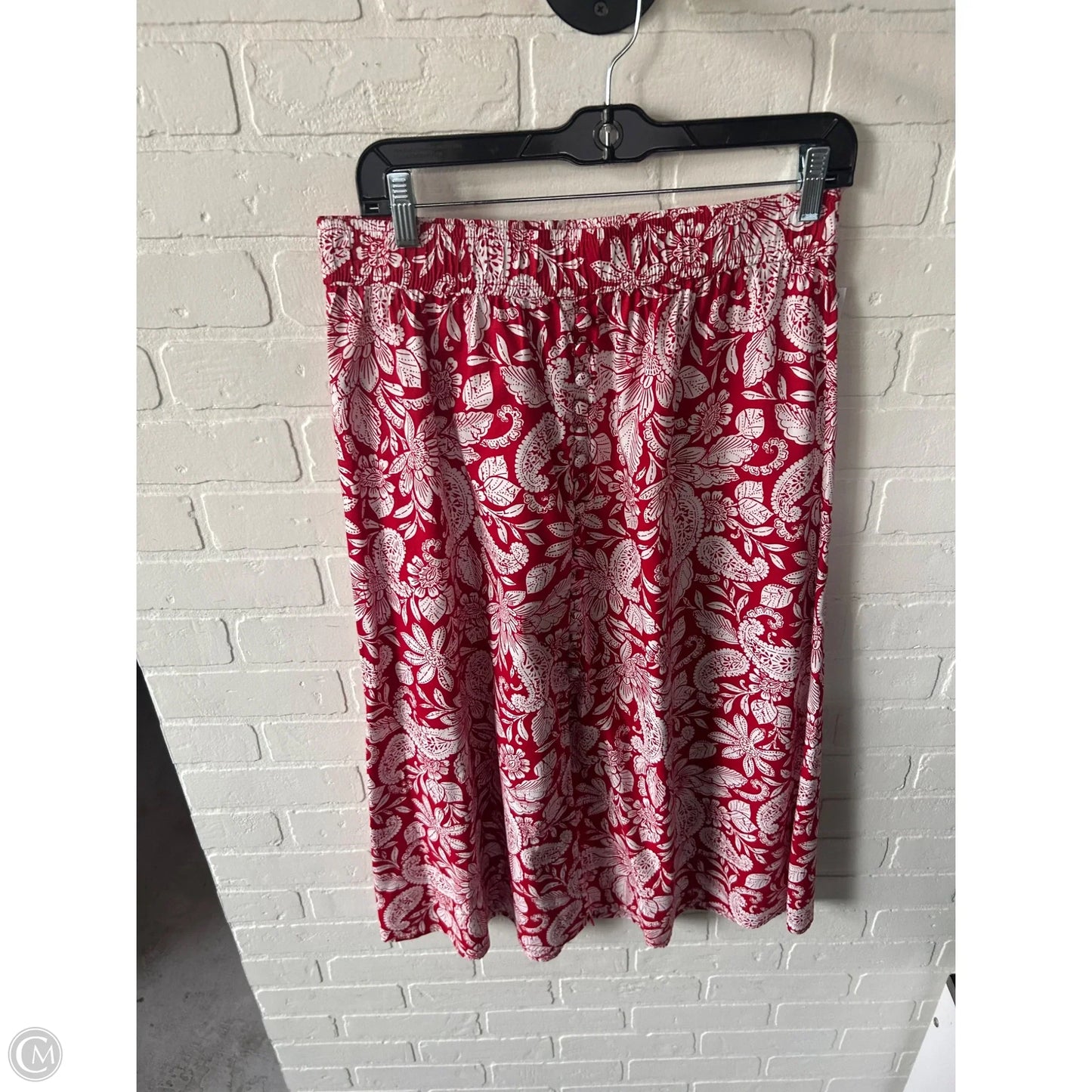 Skirt Midi By Loft In Red & White, Size: 4