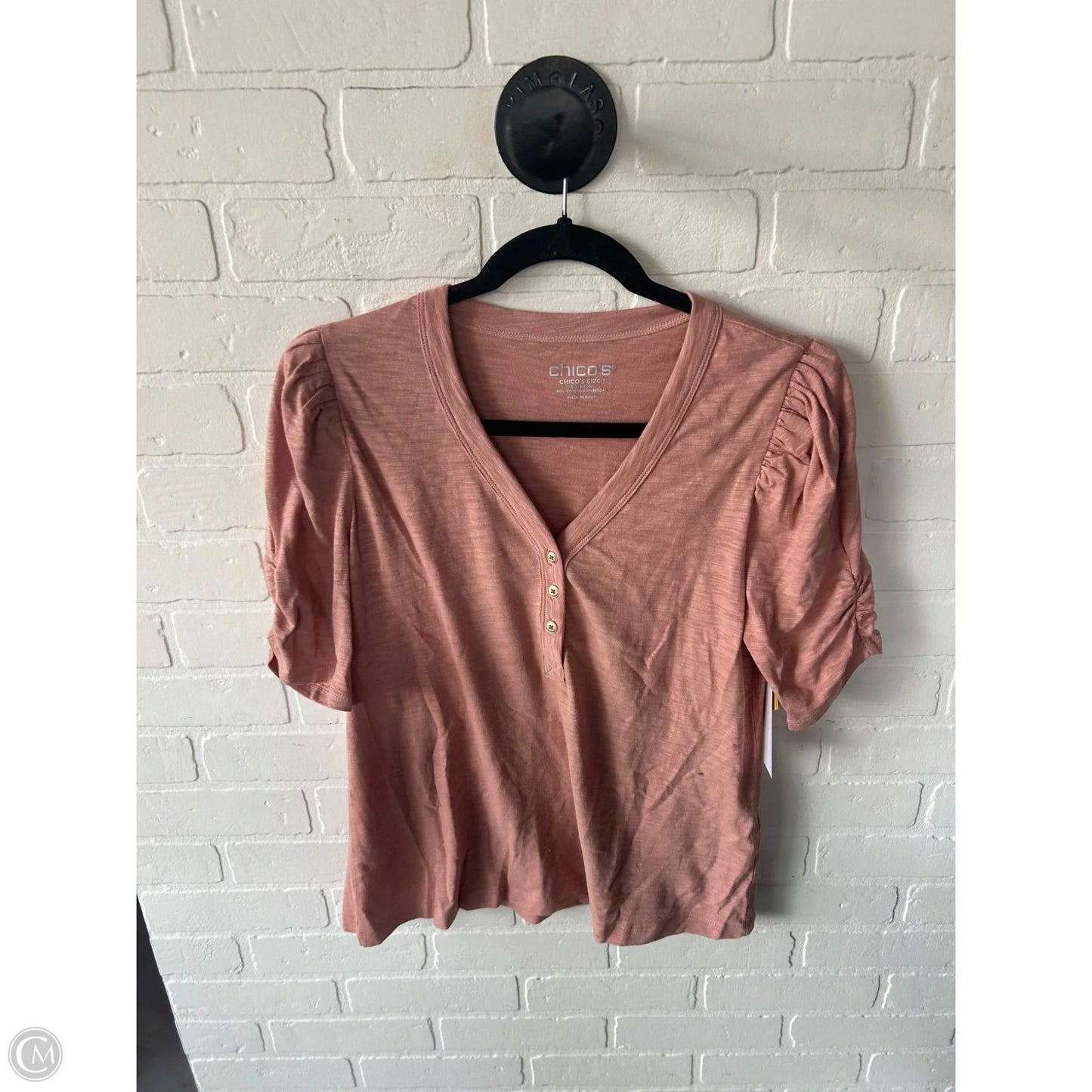 Top Short Sleeve By Chicos In Pink, Size: M