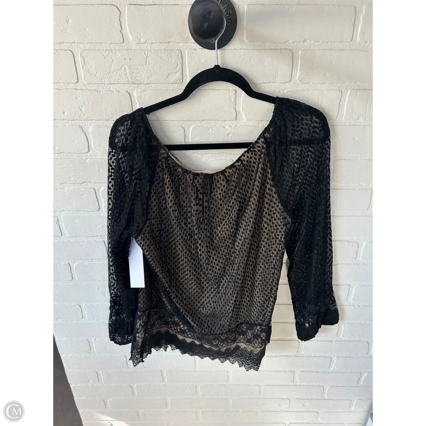 Top Long Sleeve By Studio M In Black & Tan, Size: Xl