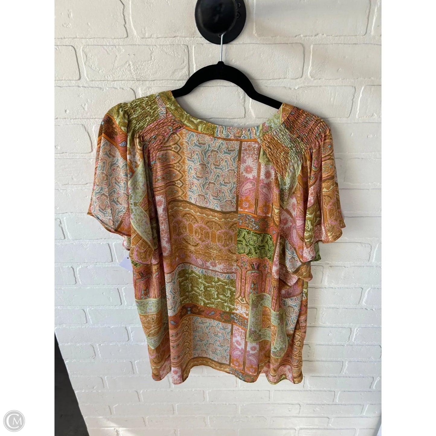 Top Short Sleeve By Rose And Olive In Green & Orange, Size: 2x