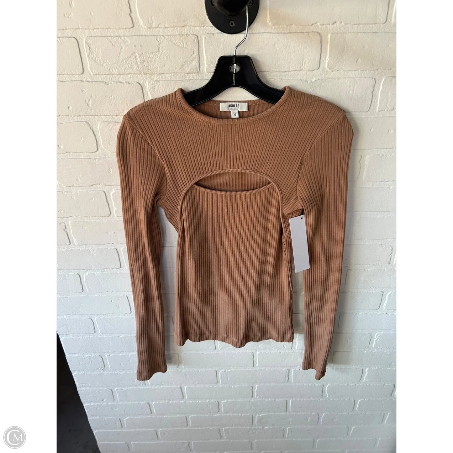 Top Long Sleeve By Agolde In Tan, Size: Xs
