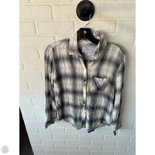 Top Long Sleeve By Rails In Grey & White, Size: Xs