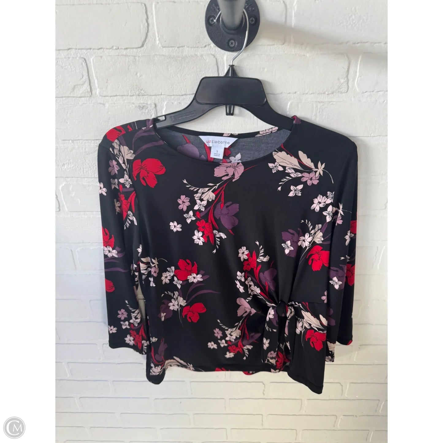 Top 3/4 Sleeve By Liz Claiborne In Black & Purple, Size: S