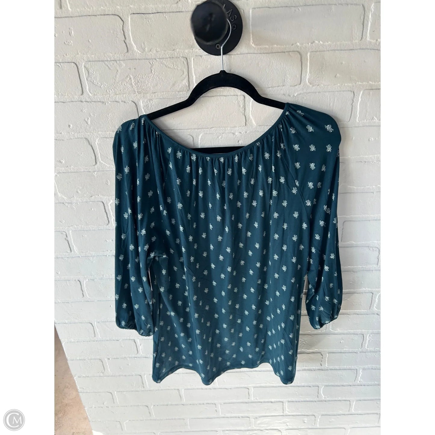 Top 3/4 Sleeve By Garnet Hill In Green, Size: M