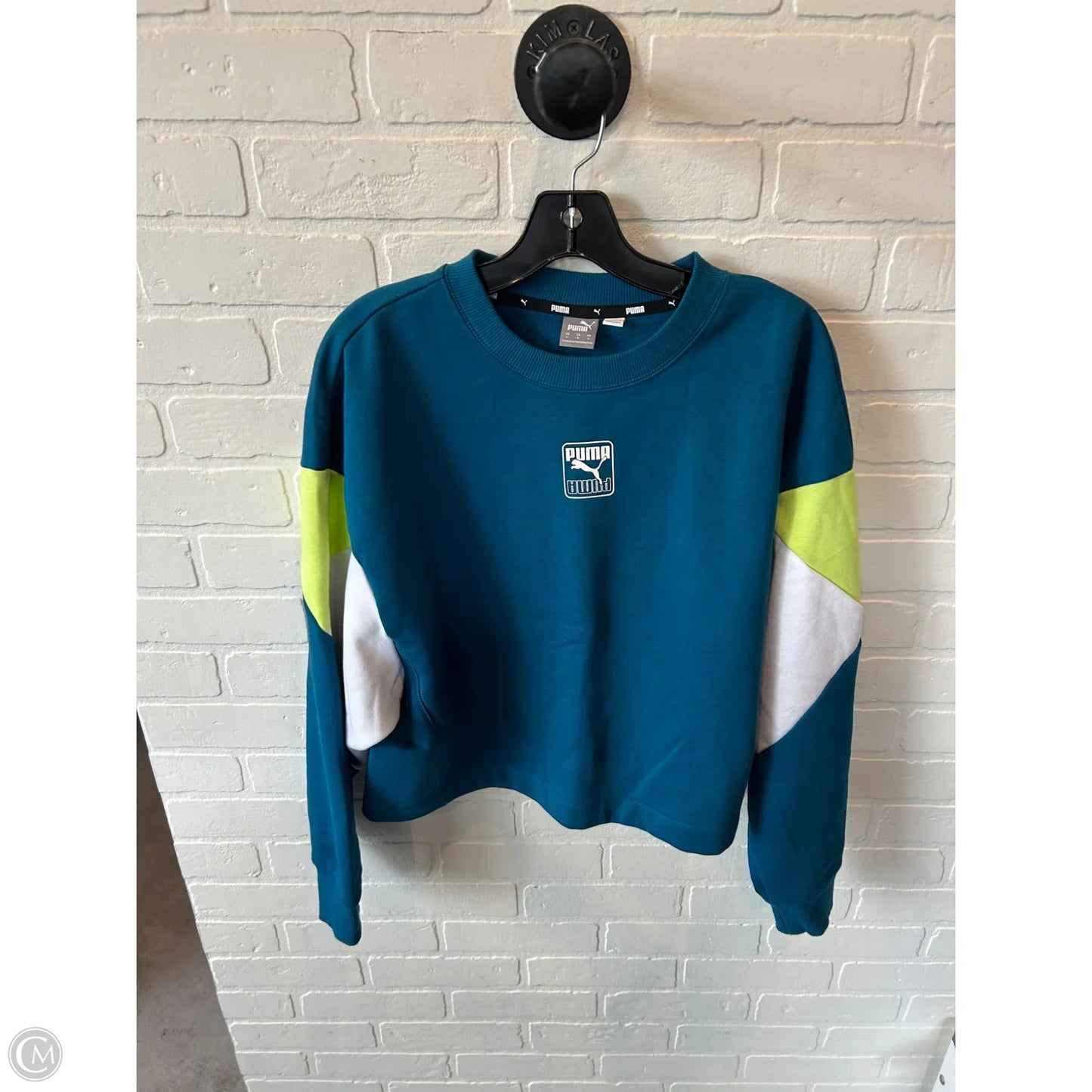 Sweatshirt Crewneck By Puma In Blue & Green, Size: L
