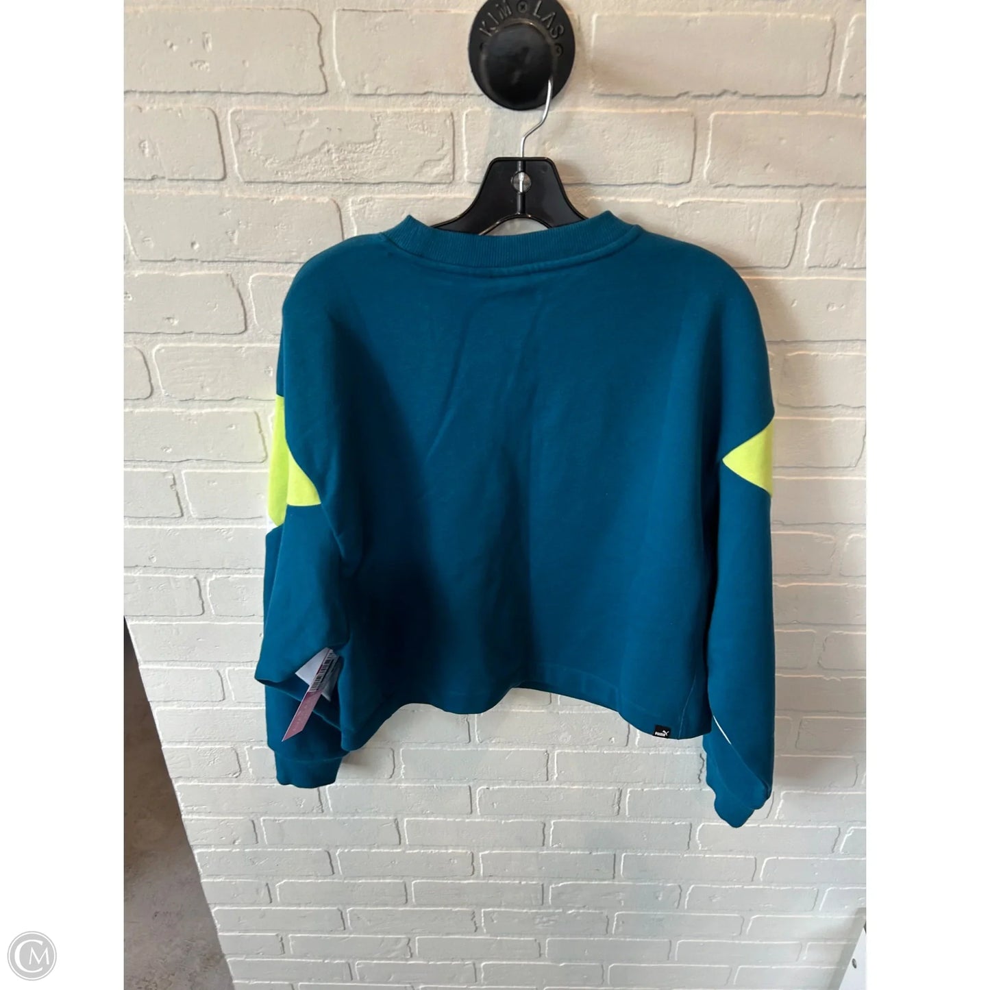 Sweatshirt Crewneck By Puma In Blue & Green, Size: L