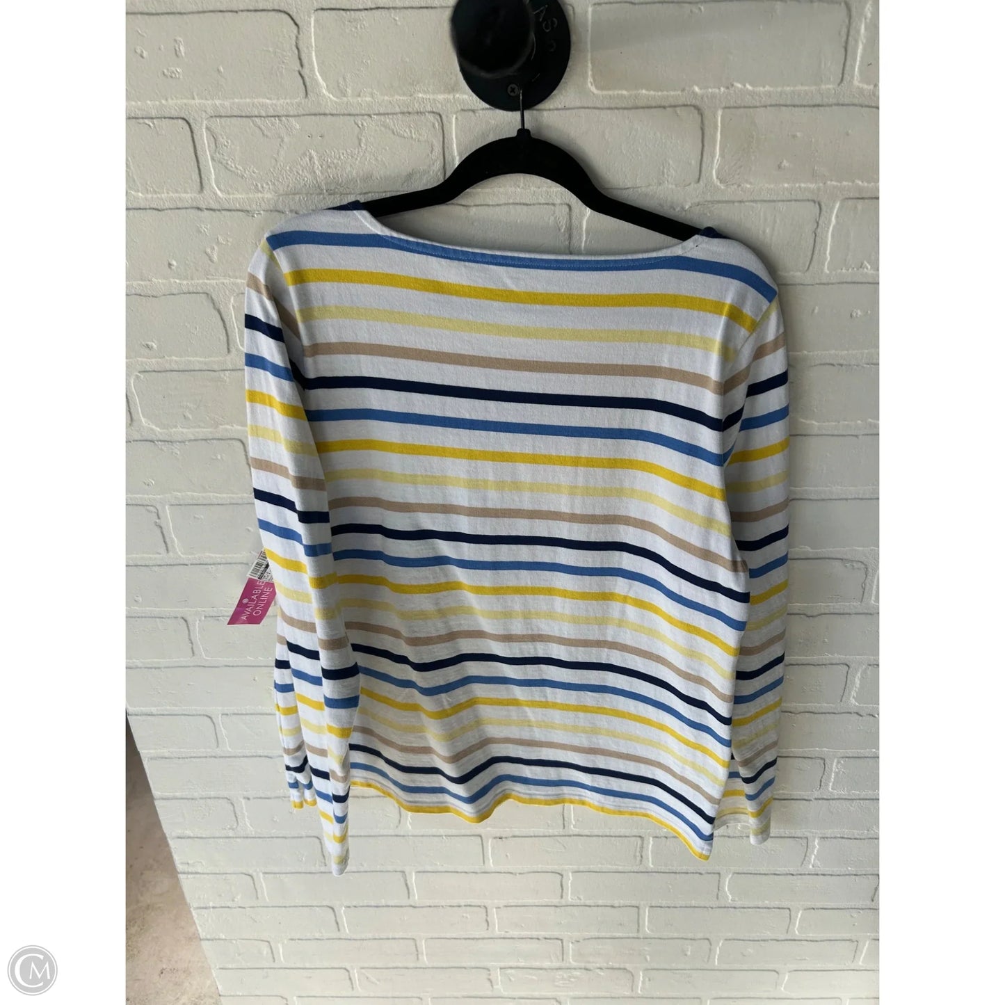 Top Long Sleeve By Talbots In Blue & Yellow, Size: L
