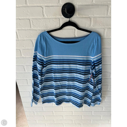 Top Long Sleeve By Talbots In Blue & White, Size: L