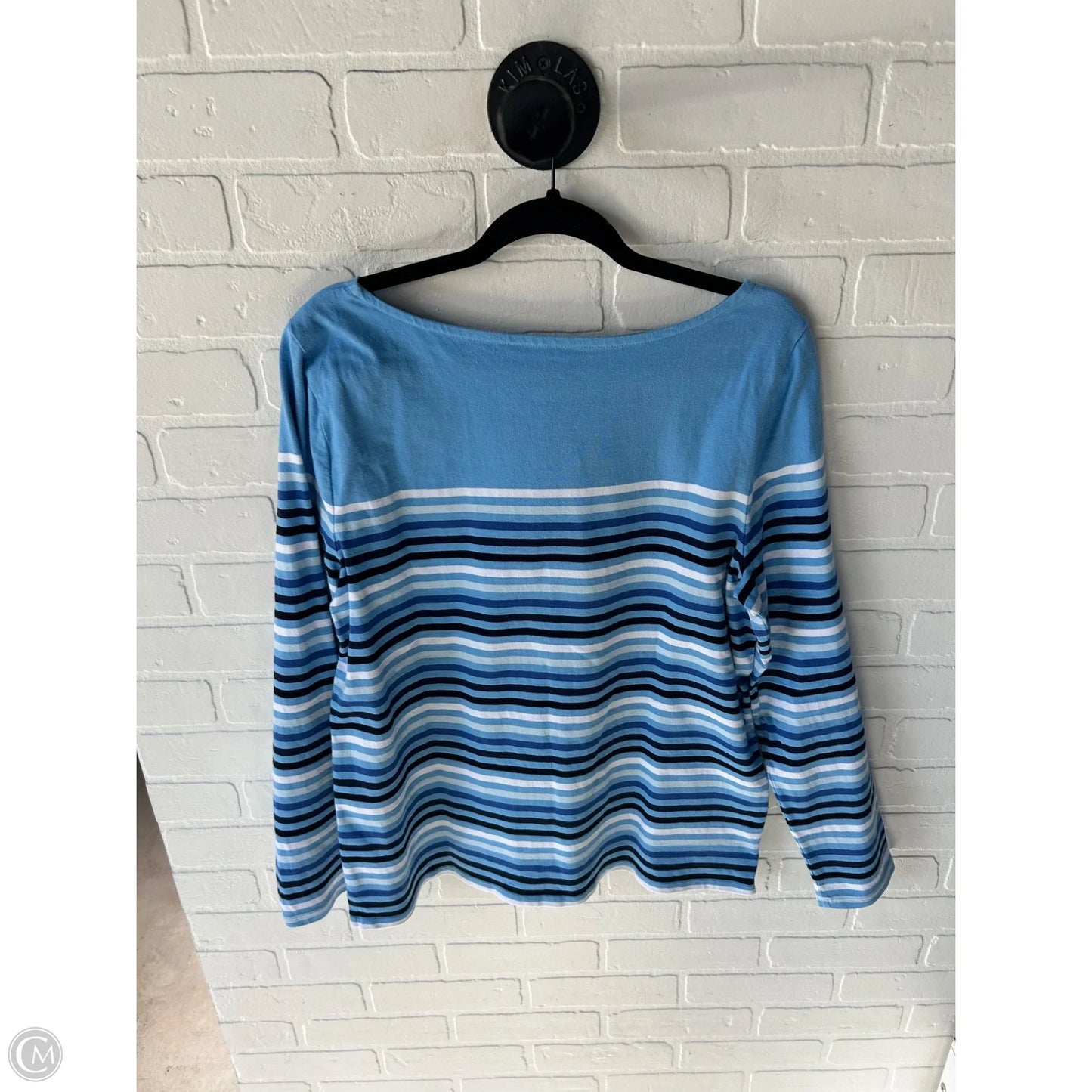 Top Long Sleeve By Talbots In Blue & White, Size: L