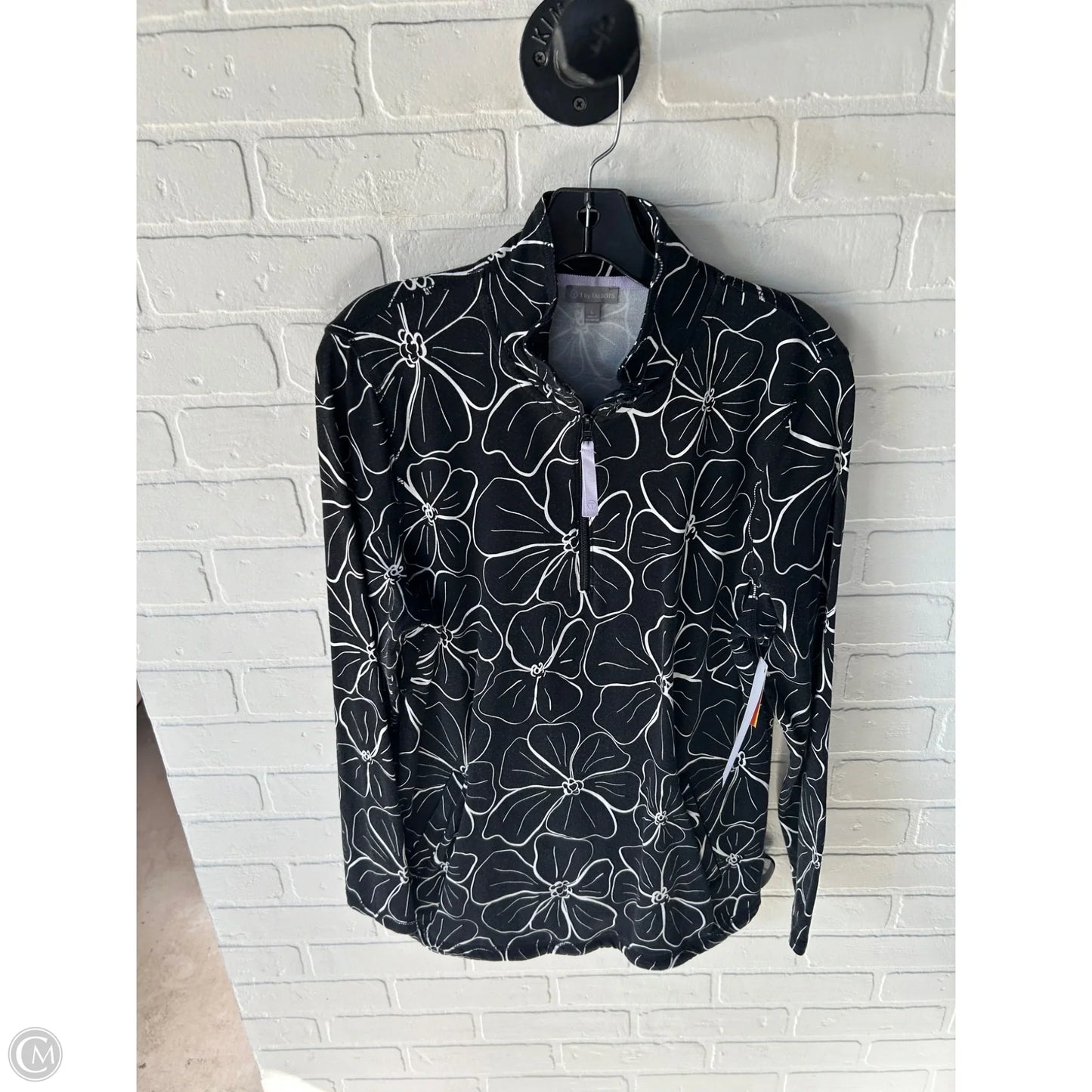 Sweatshirt Collar By Talbots In Black & White, Size: L