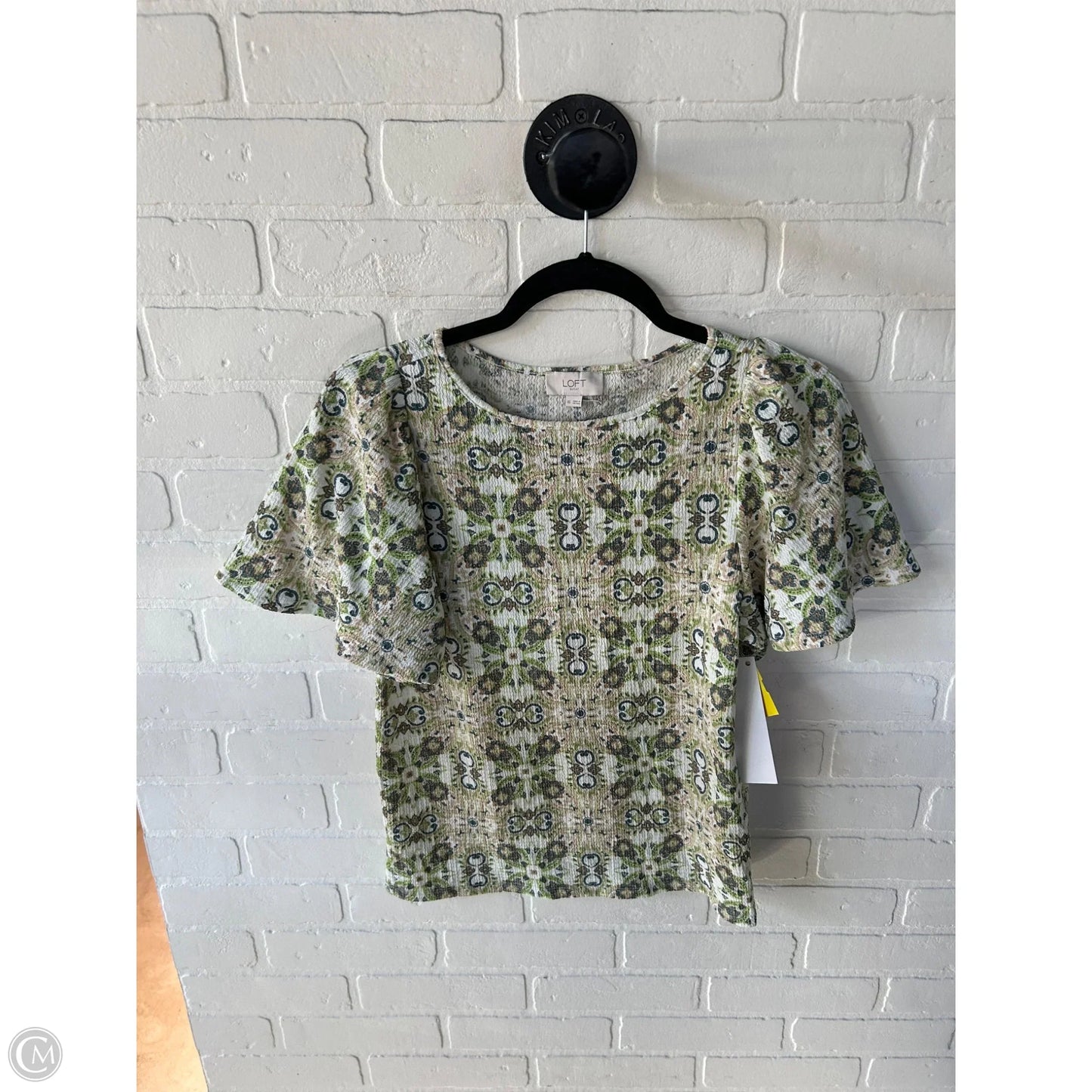 Top Short Sleeve By Loft In Green & Tan, Size: Xs