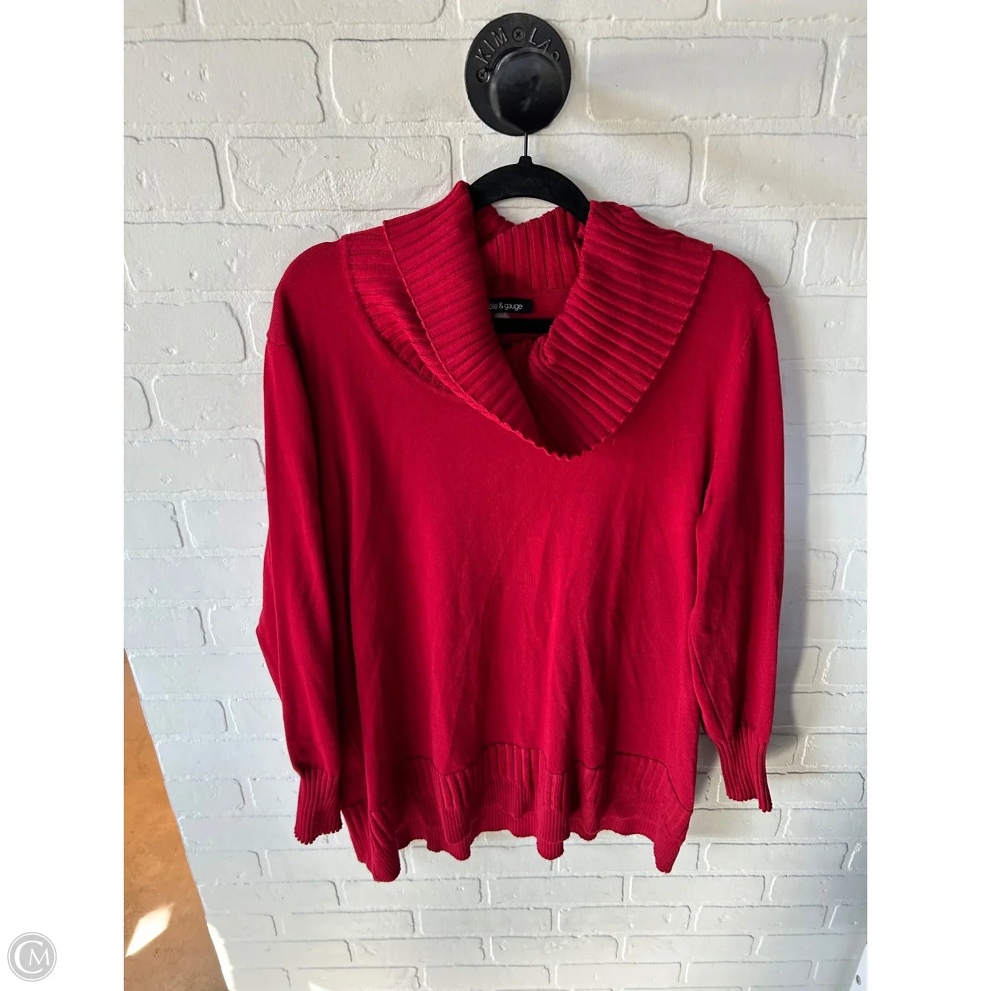 Sweater By Cable And Gauge In Red, Size: 1x