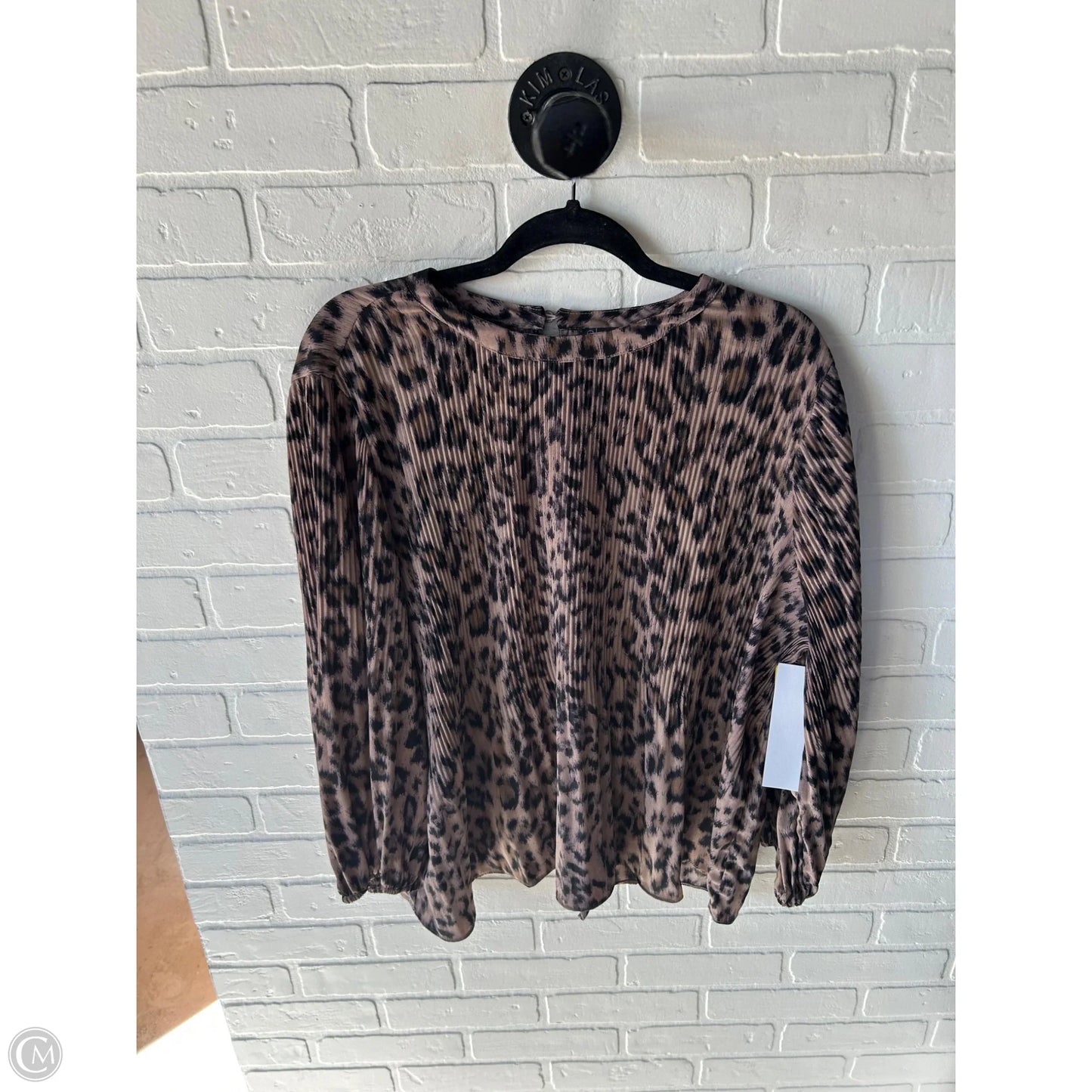 Top Long Sleeve By Adrianna Papell In Black & Tan, Size: Xl