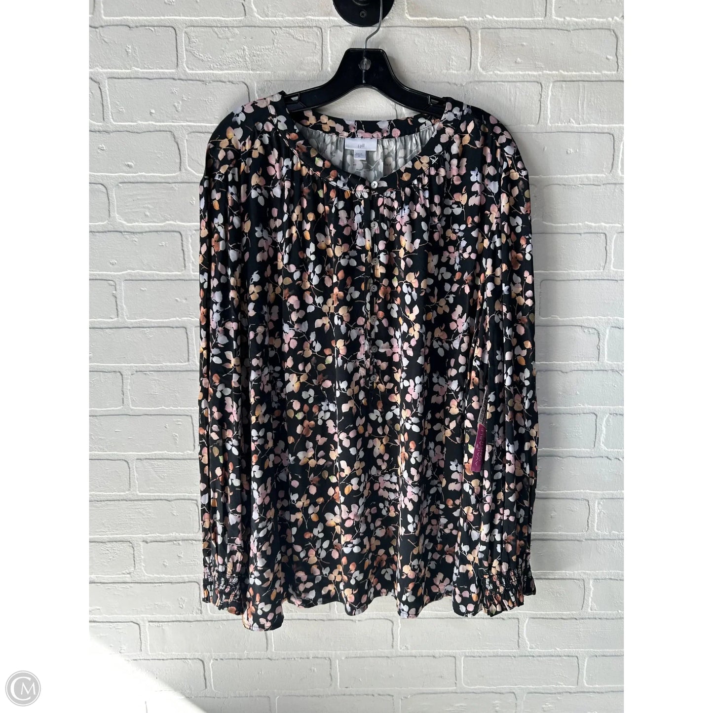 Top Long Sleeve By J. Jill In Black & Brown, Size: 3x