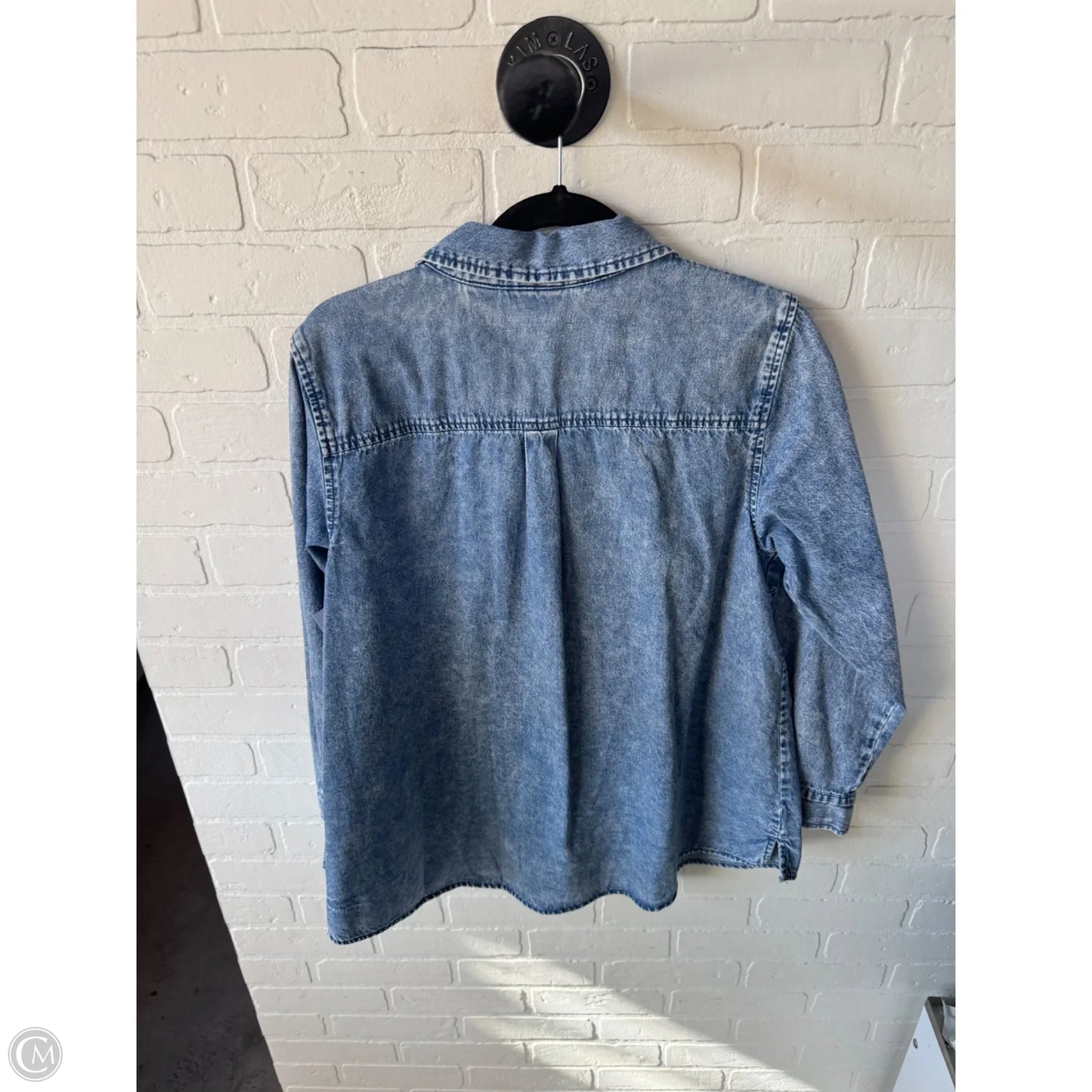Top Long Sleeve By Joan Rivers In Blue Denim, Size: L