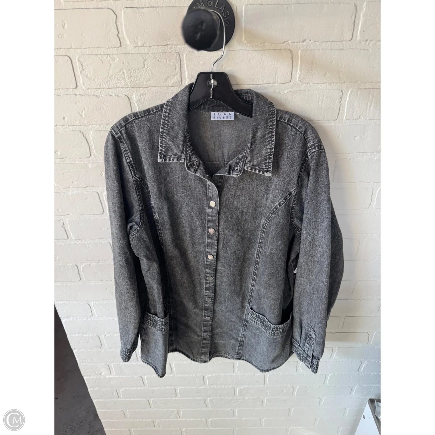 Top Long Sleeve By Joan Rivers In Black Denim, Size: L