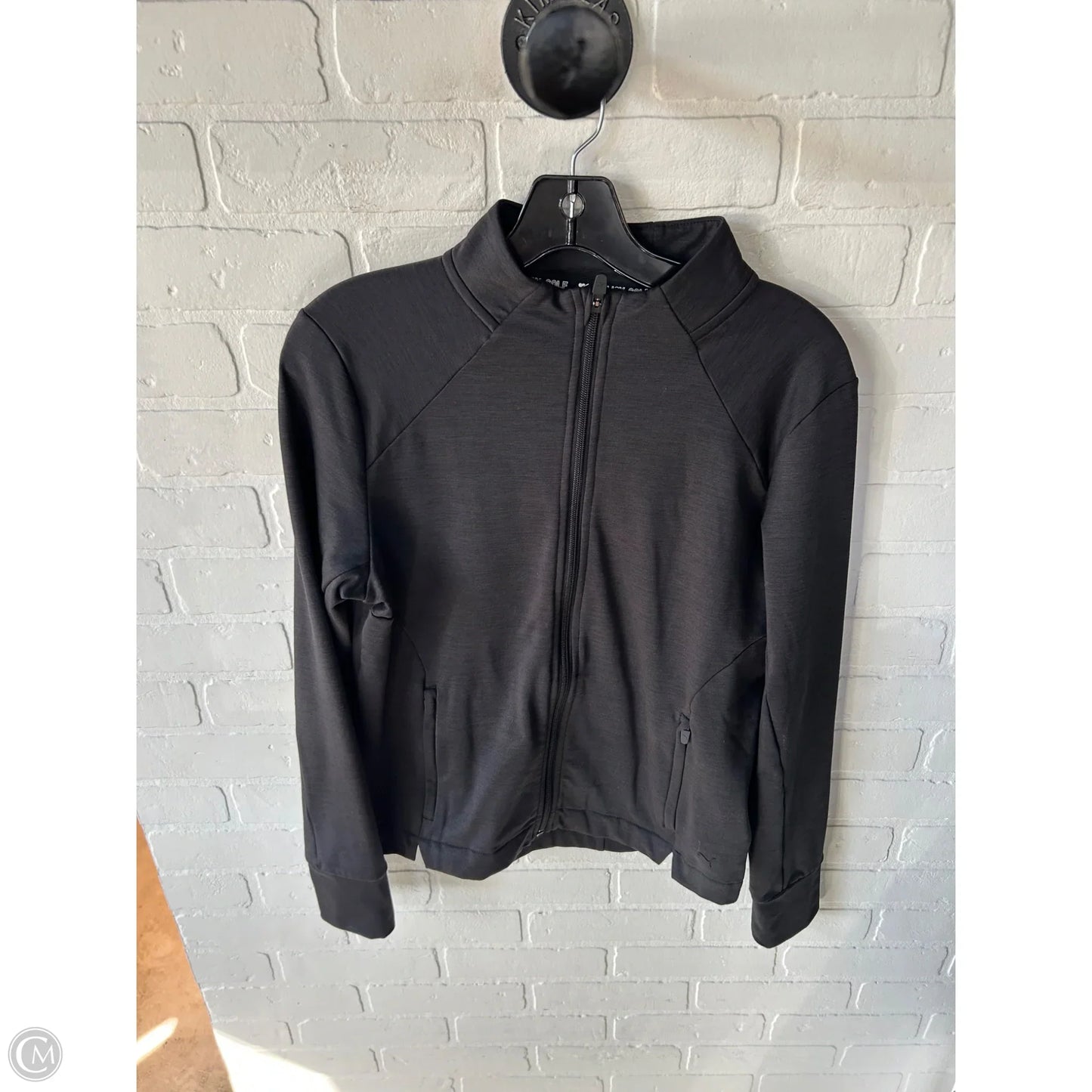 Athletic Top Long Sleeve Collar By Puma In Black, Size: S