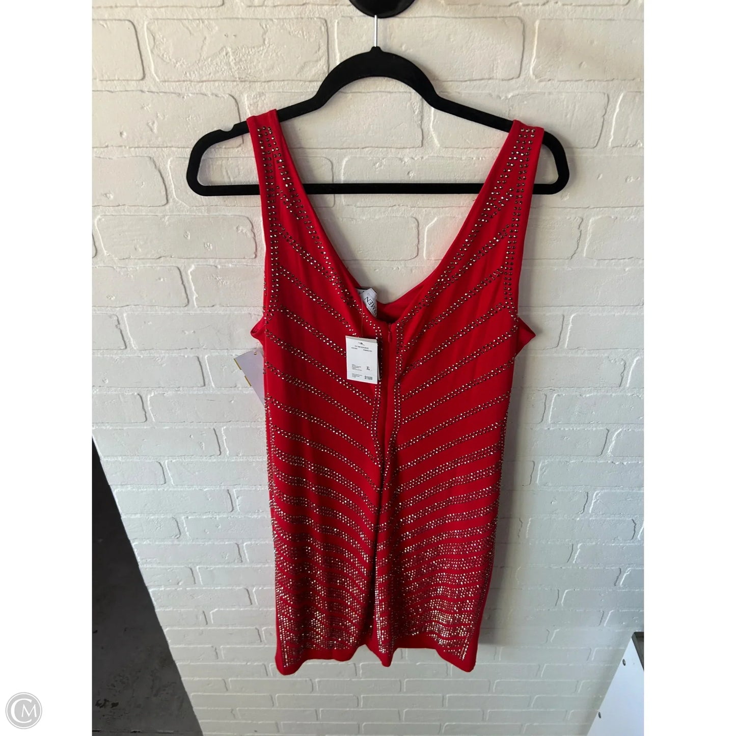 Dress Party Short By Carmen By Carmen Marc Valvo In Red & Silver, Size: Xl