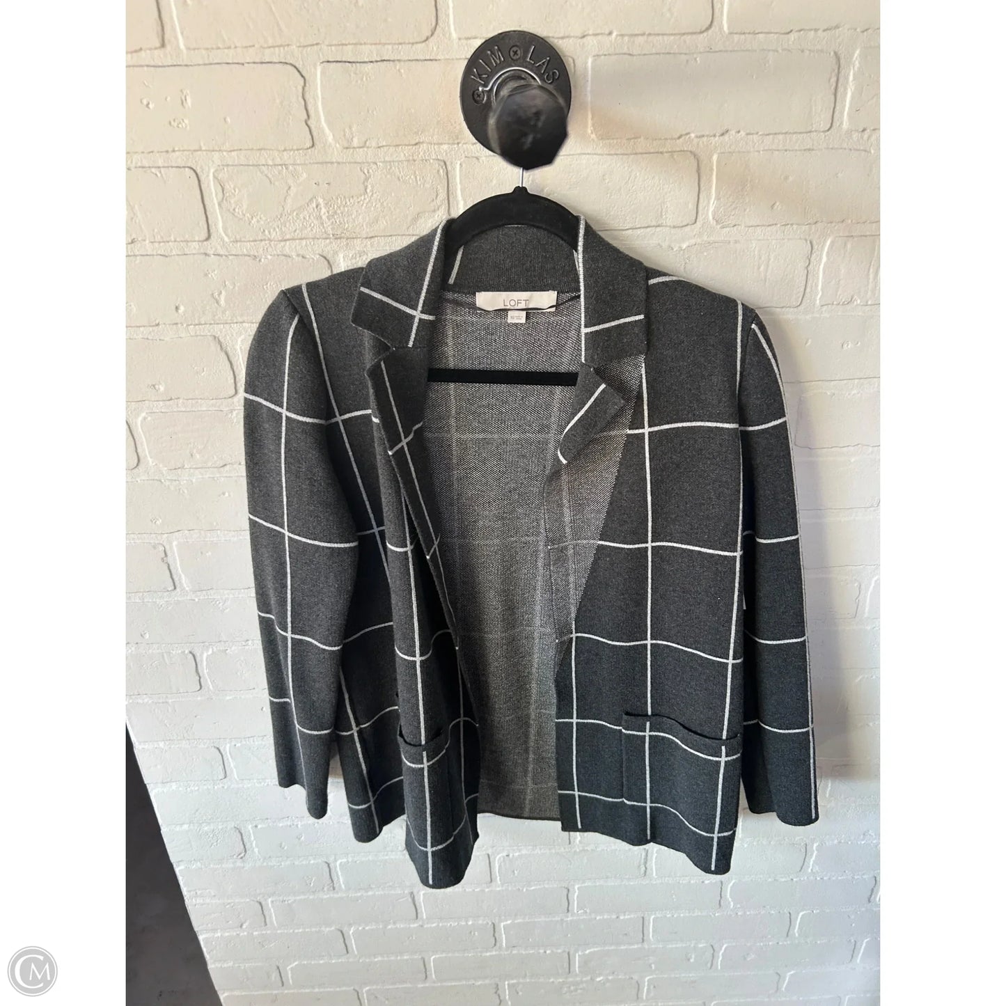 Sweater Cardigan By Loft In Grey & White, Size: Xs