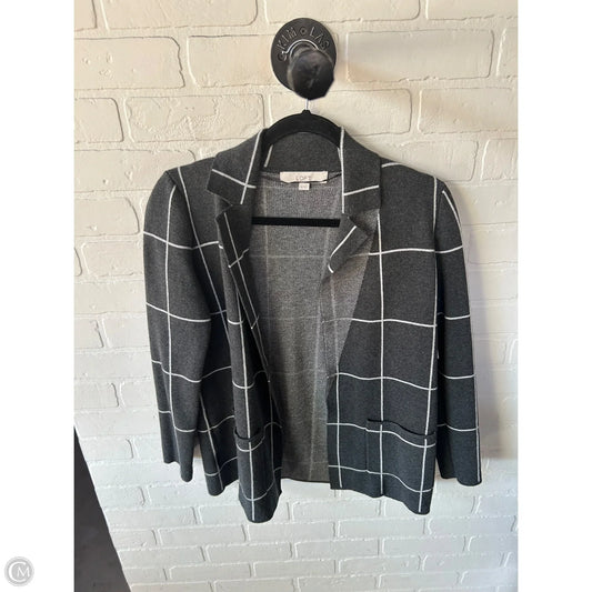 Sweater Cardigan By Loft In Grey & White, Size: Xs