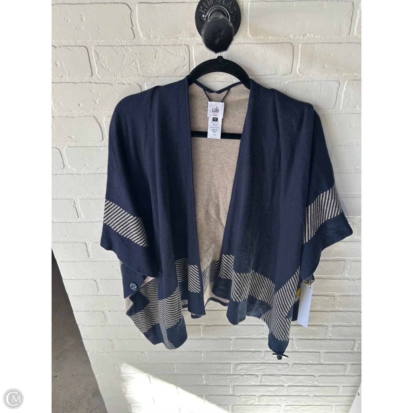Poncho By Cabi In Blue & Tan, Size: Xs