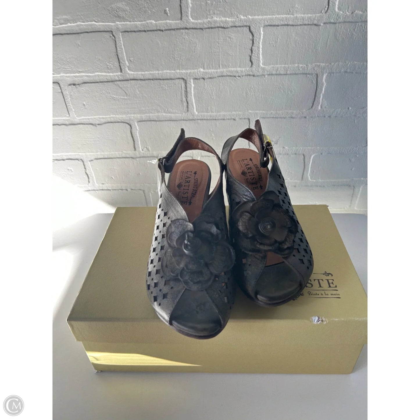 Sandals Heels Block By Spring Step In Bronze, Size: 6.5