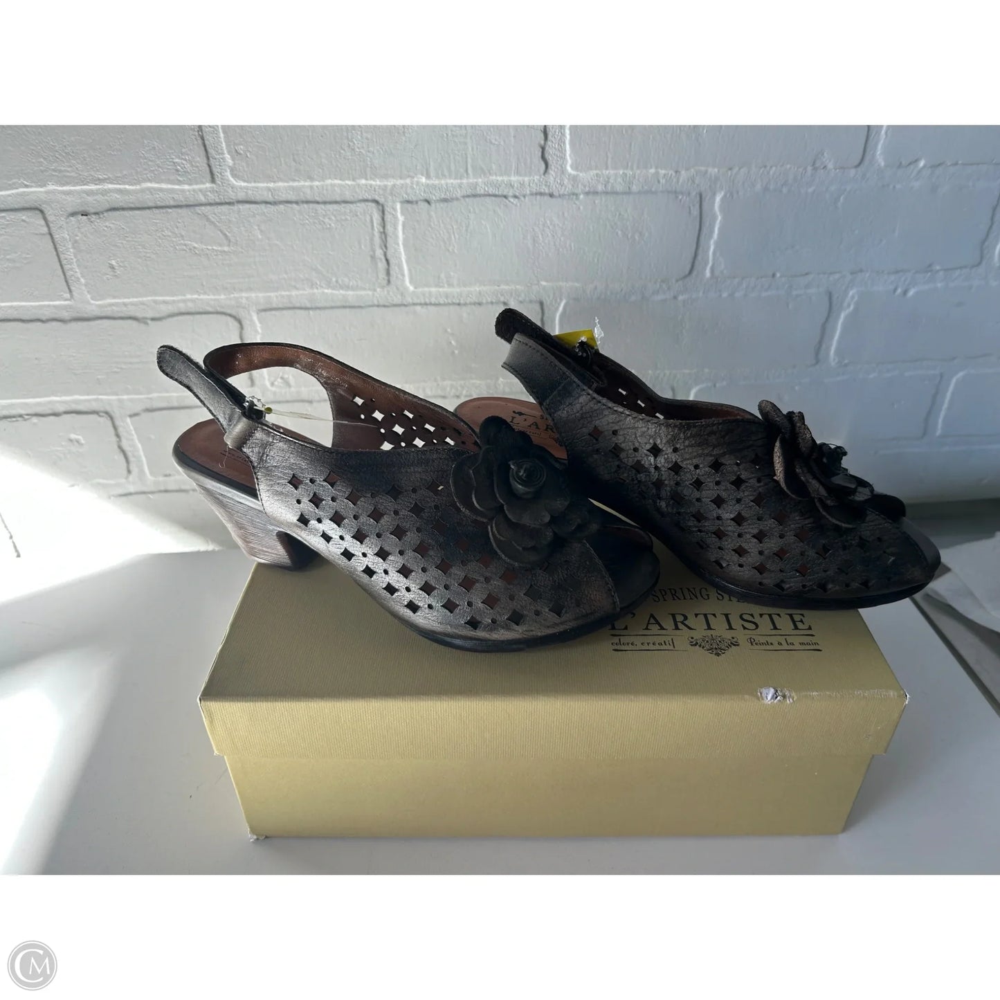 Sandals Heels Block By Spring Step In Bronze, Size: 6.5