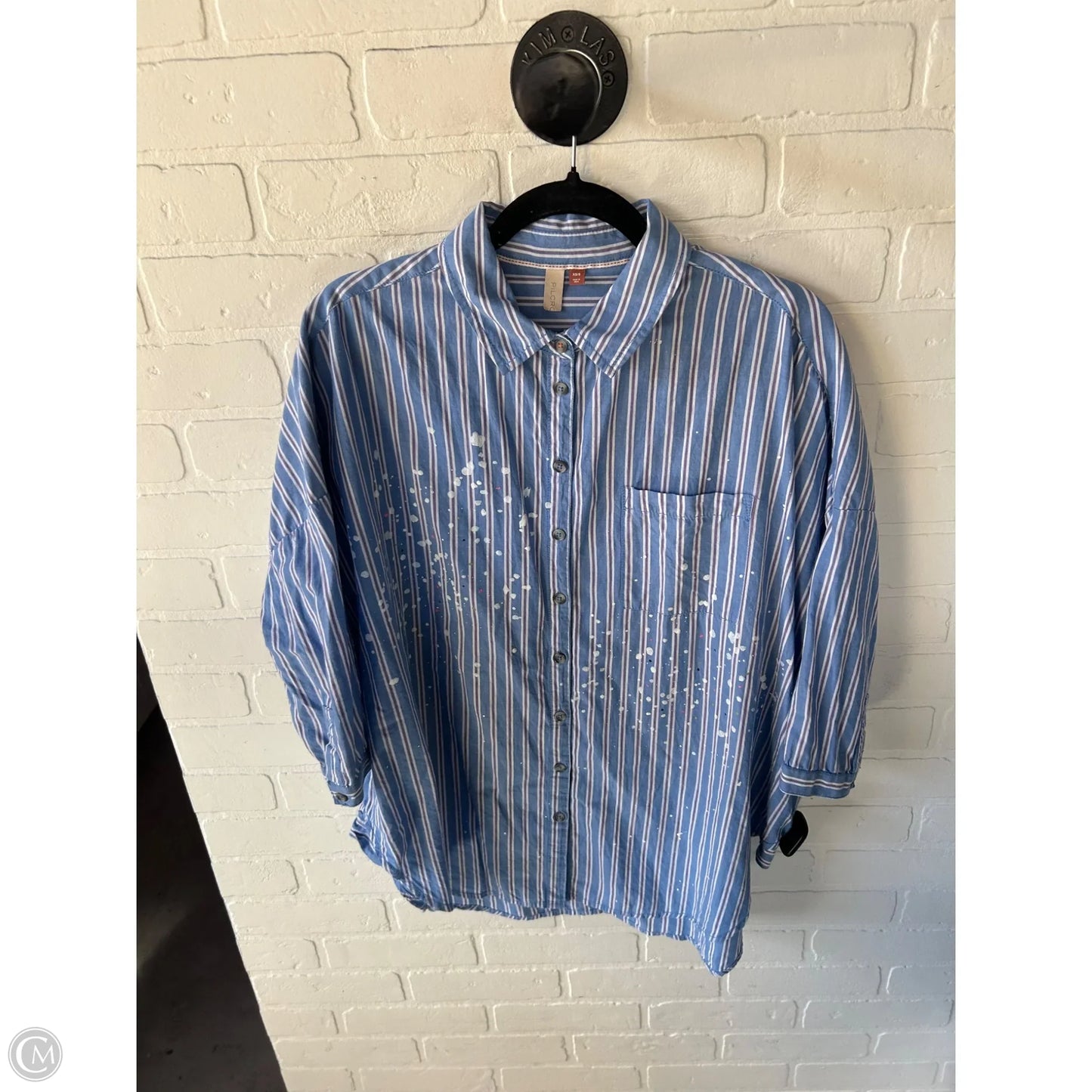 Top Short Sleeve By Pilcro In Blue & White, Size: Xs