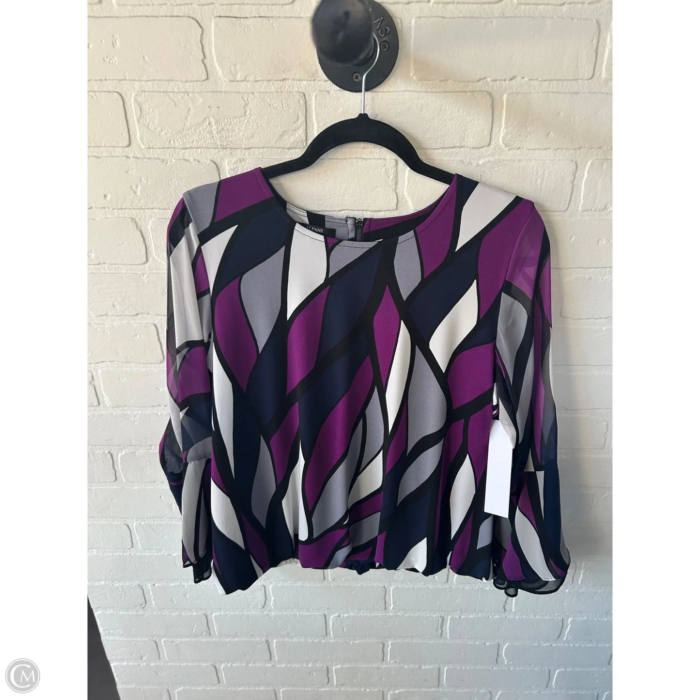 Top Long Sleeve By Alfani In Grey & Purple, Size: L