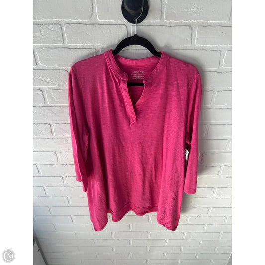 Top 3/4 Sleeve By Chicos In Pink, Size: Xl