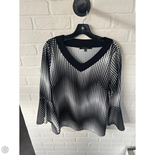 Top Long Sleeve By Calessa In Black & White, Size: M