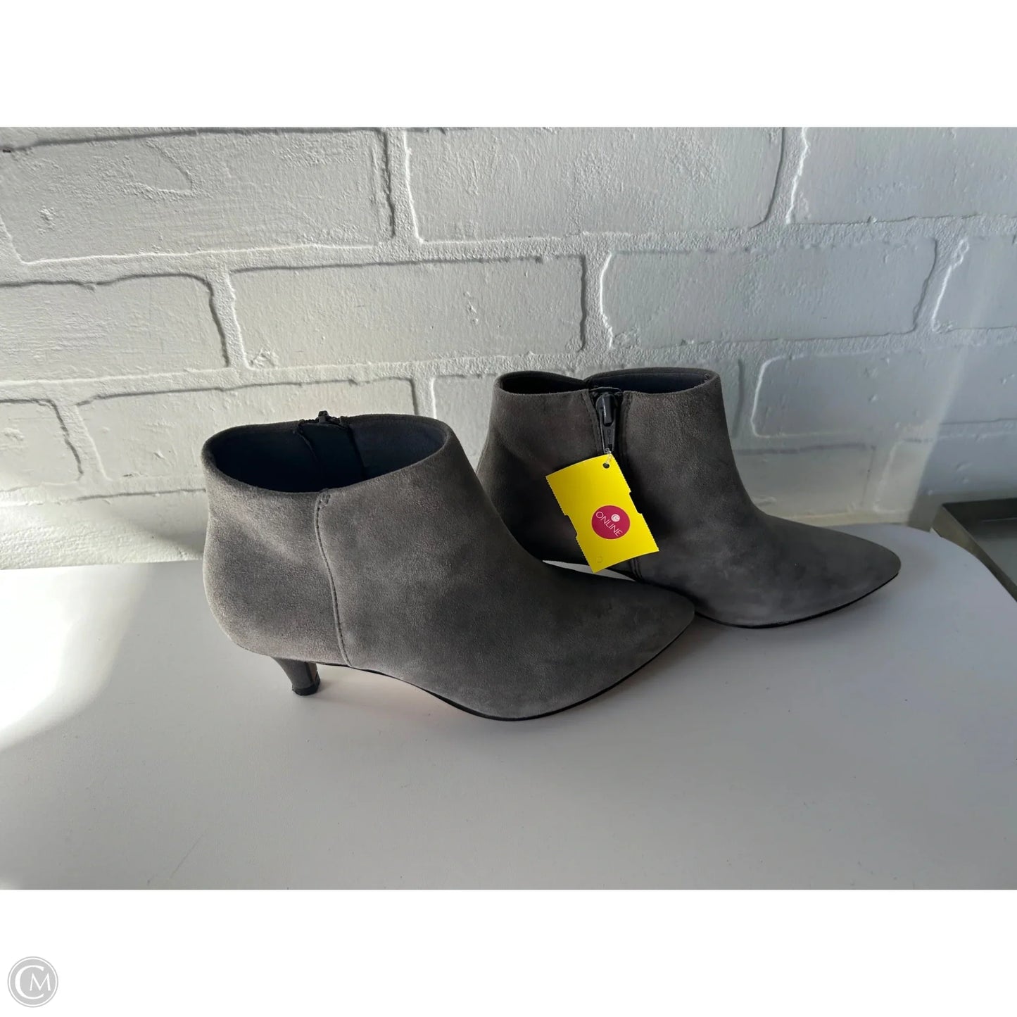 Boots Ankle Heels By Clarks In Grey, Size: 5