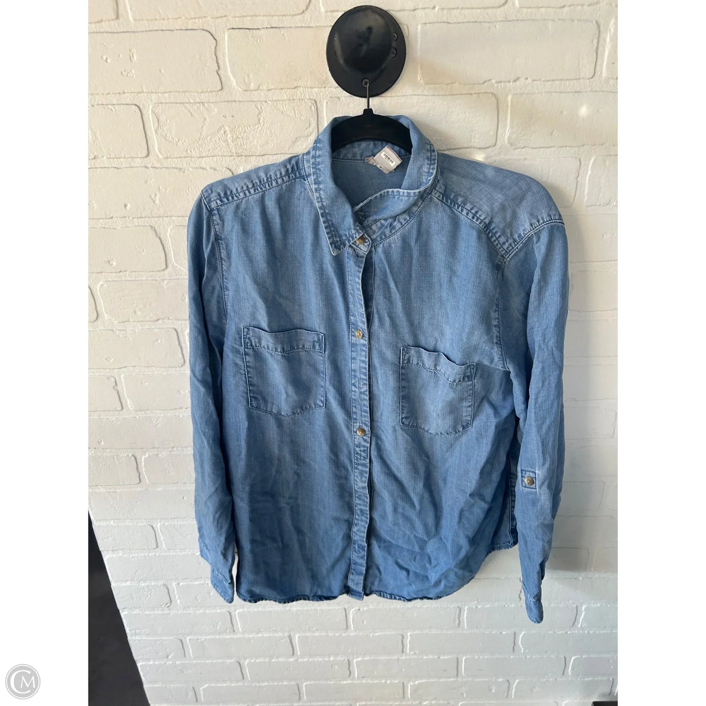 Top Long Sleeve By Chicos In Blue Denim, Size: L
