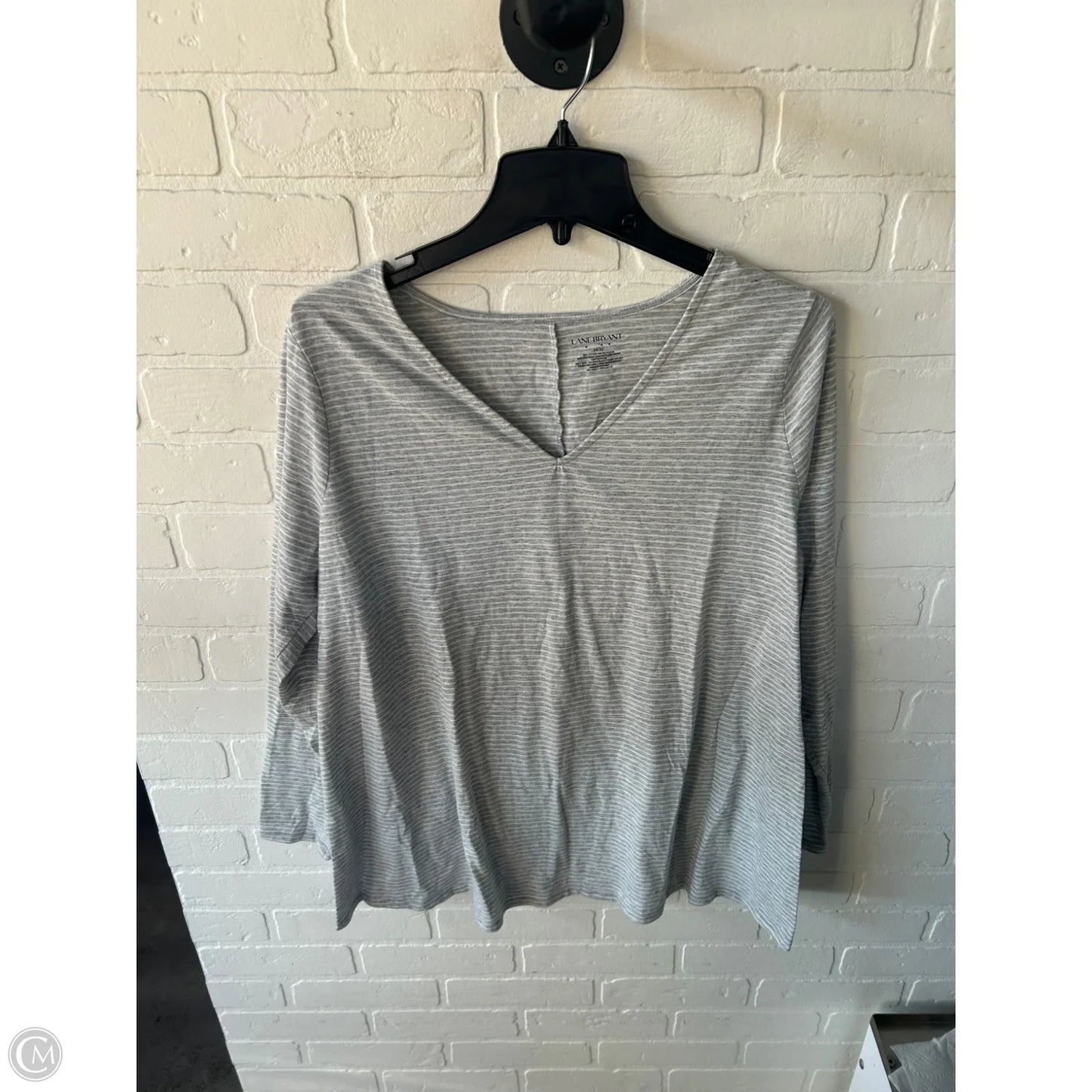 Top Long Sleeve Basic By Lane Bryant In Grey & White, Size: L