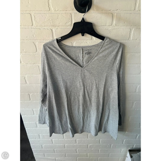 Top Long Sleeve Basic By Lane Bryant In Grey & White, Size: L