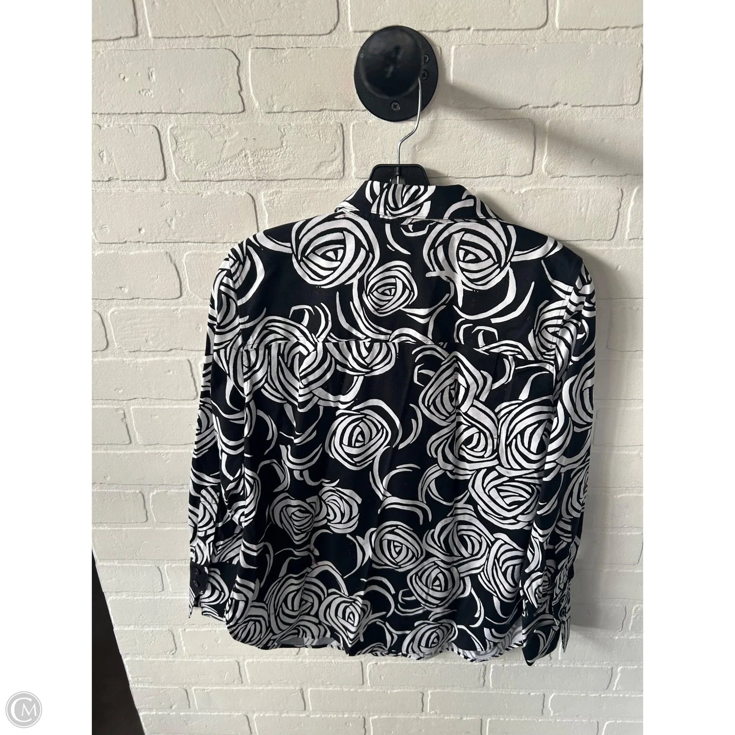 Top Long Sleeve By Chicos In Black & White, Size: S