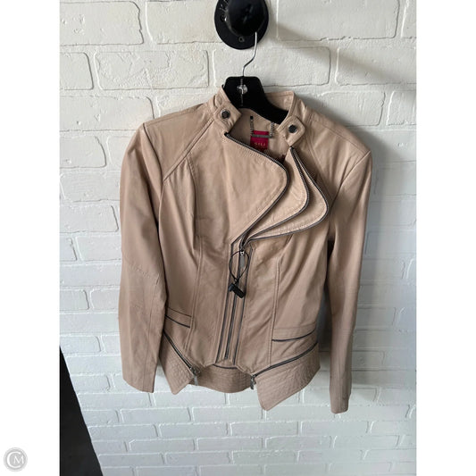 Jacket Moto Leather By Clothes Mentor In Tan, Size: Xs