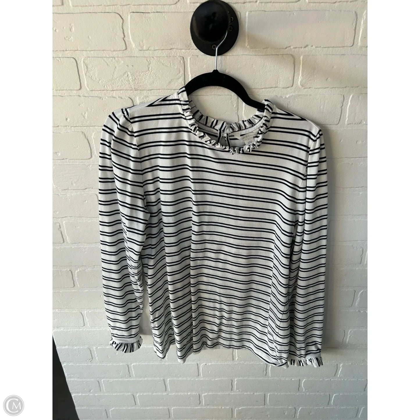 Top Long Sleeve By Caslon In Black & White, Size: L