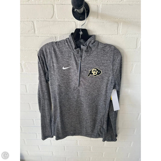 Athletic Top Long Sleeve Collar By Nike In Grey, Size: S