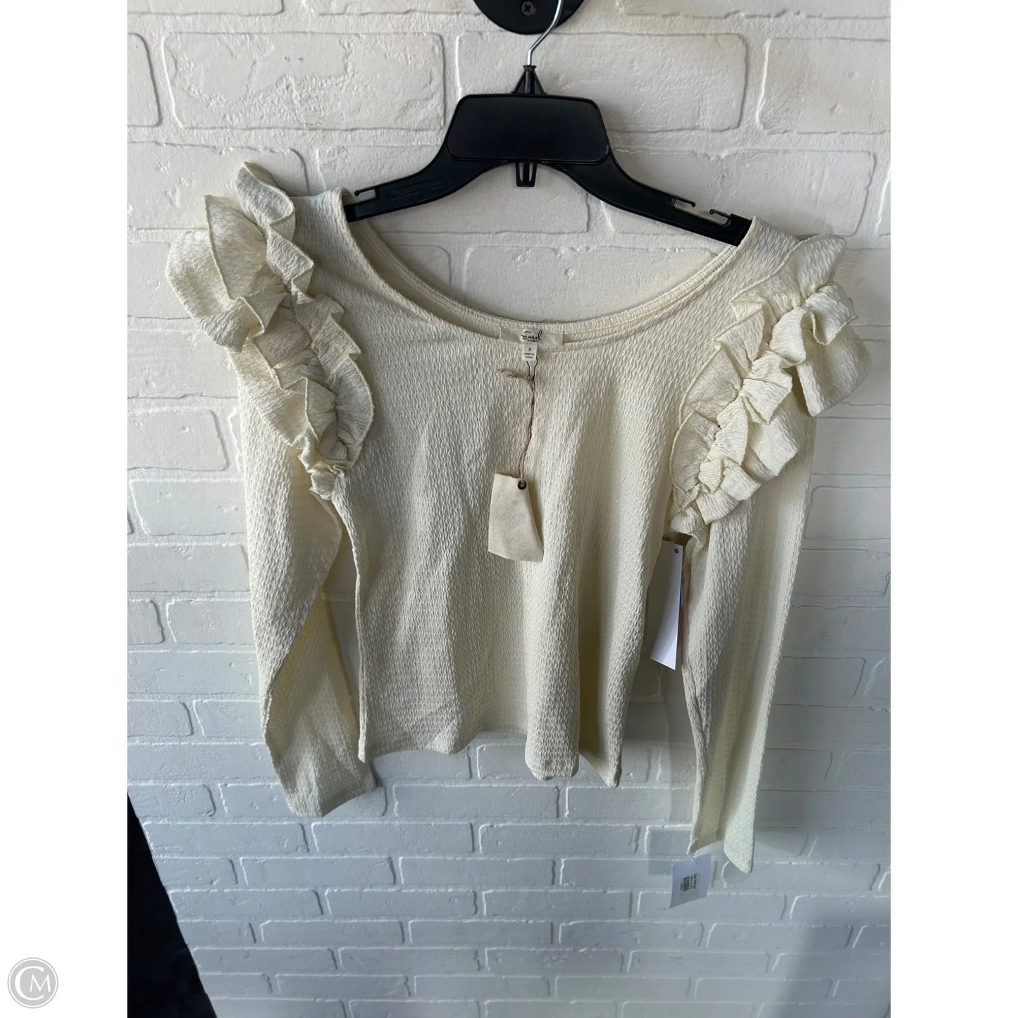 Top Long Sleeve By Easel In Cream, Size: S
