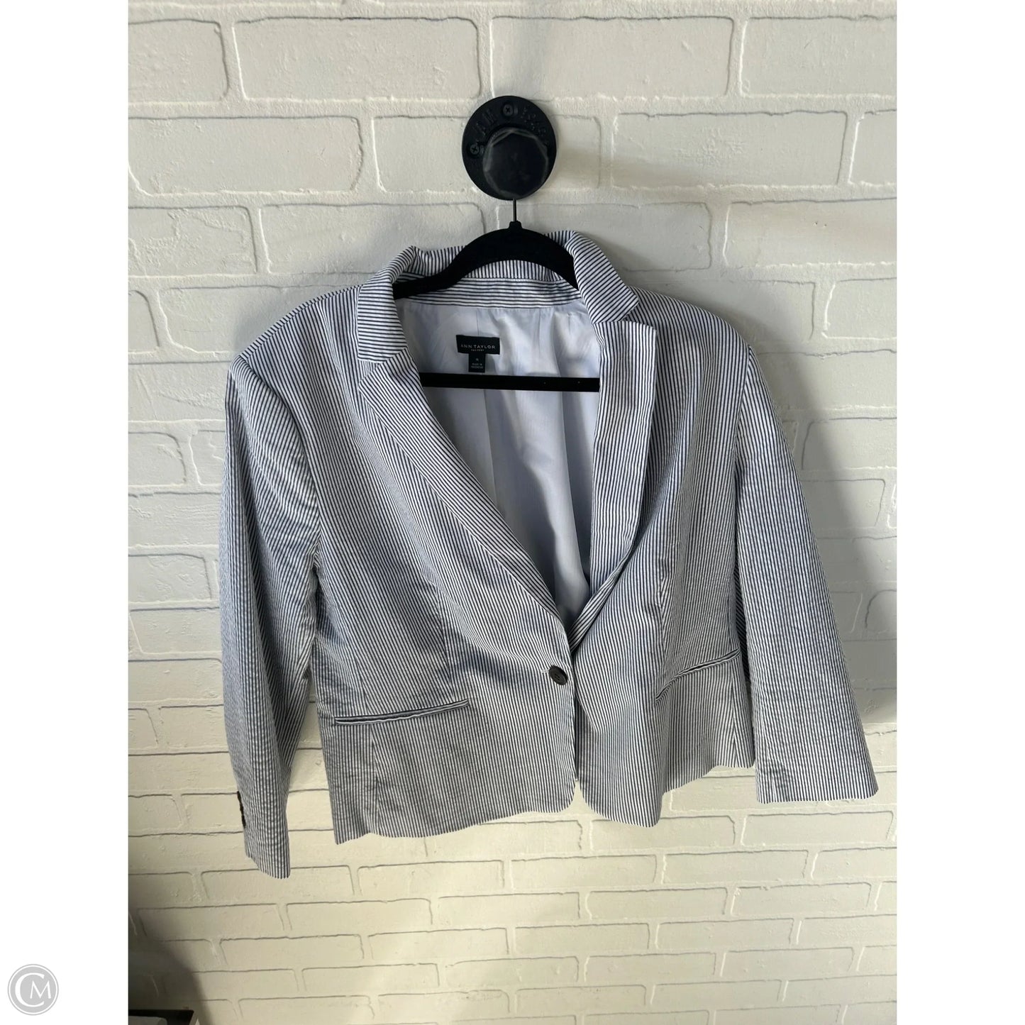 Blazer By Ann Taylor In Blue & White, Size: Xl