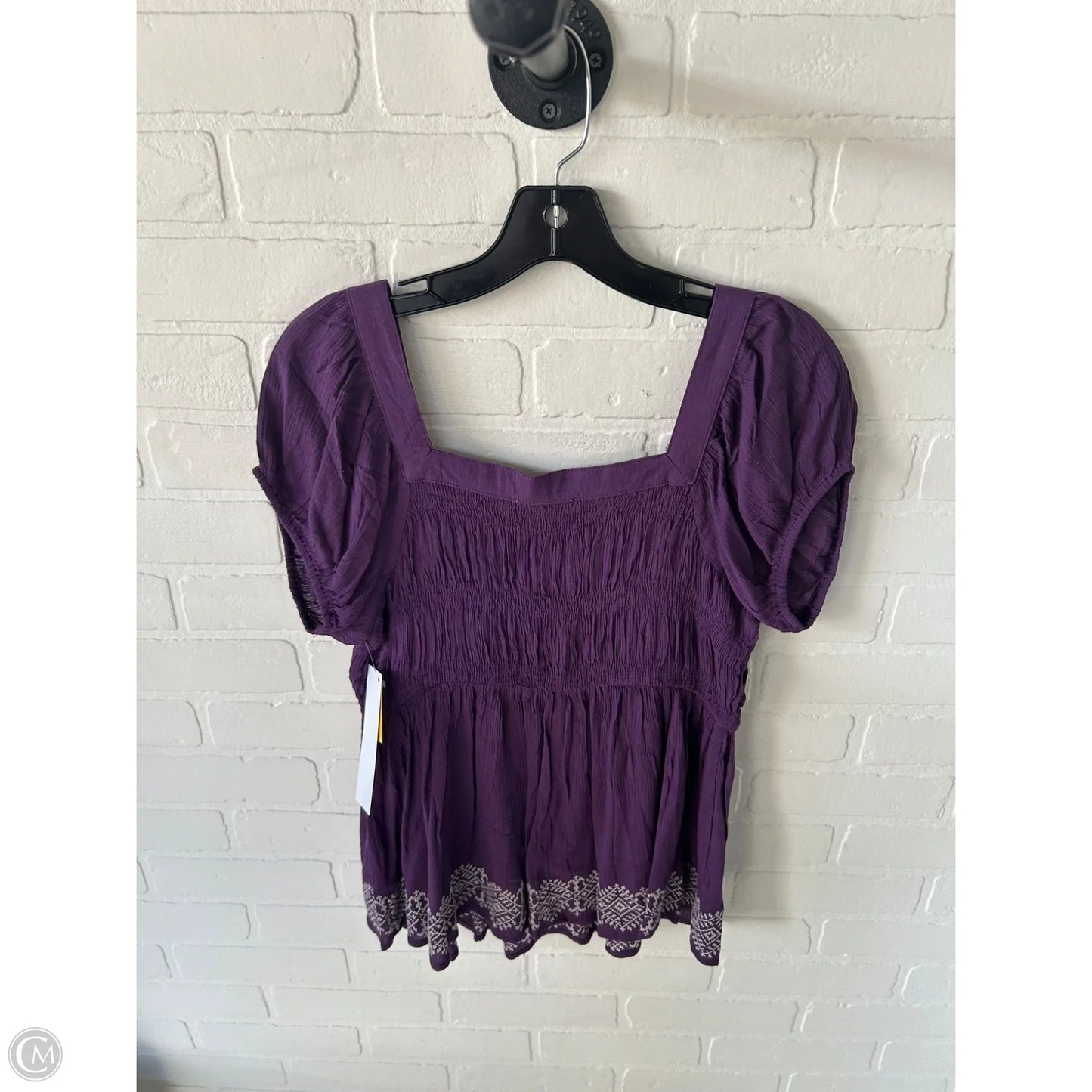 Top Short Sleeve By Oddi In Purple & White, Size: S