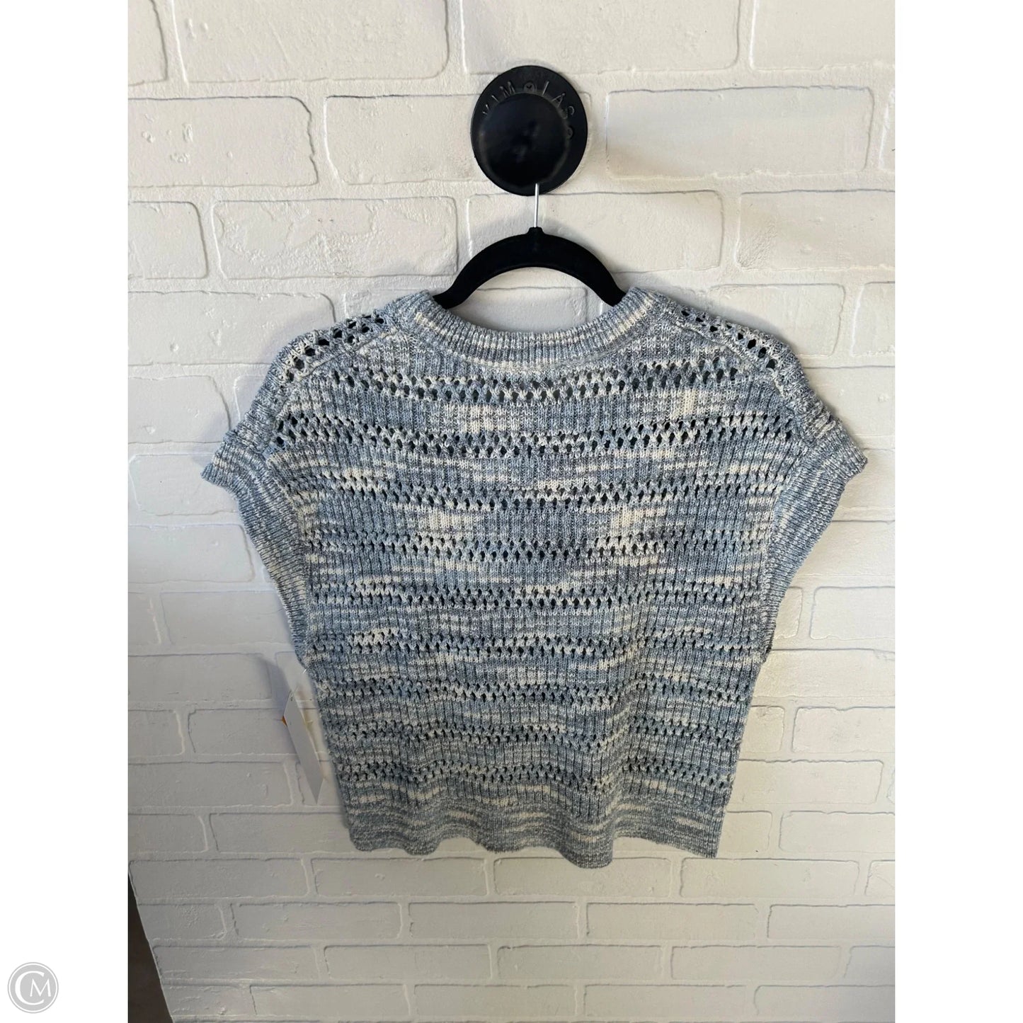 Sweater Short Sleeve By Loft In Blue & White, Size: M