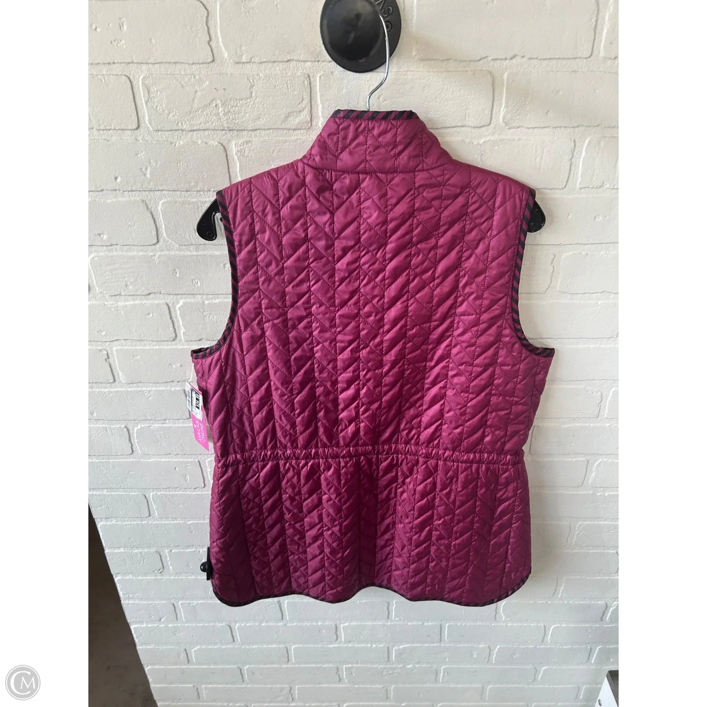 Vest Puffer & Quilted By Chicos In Black & Pink, Size: M