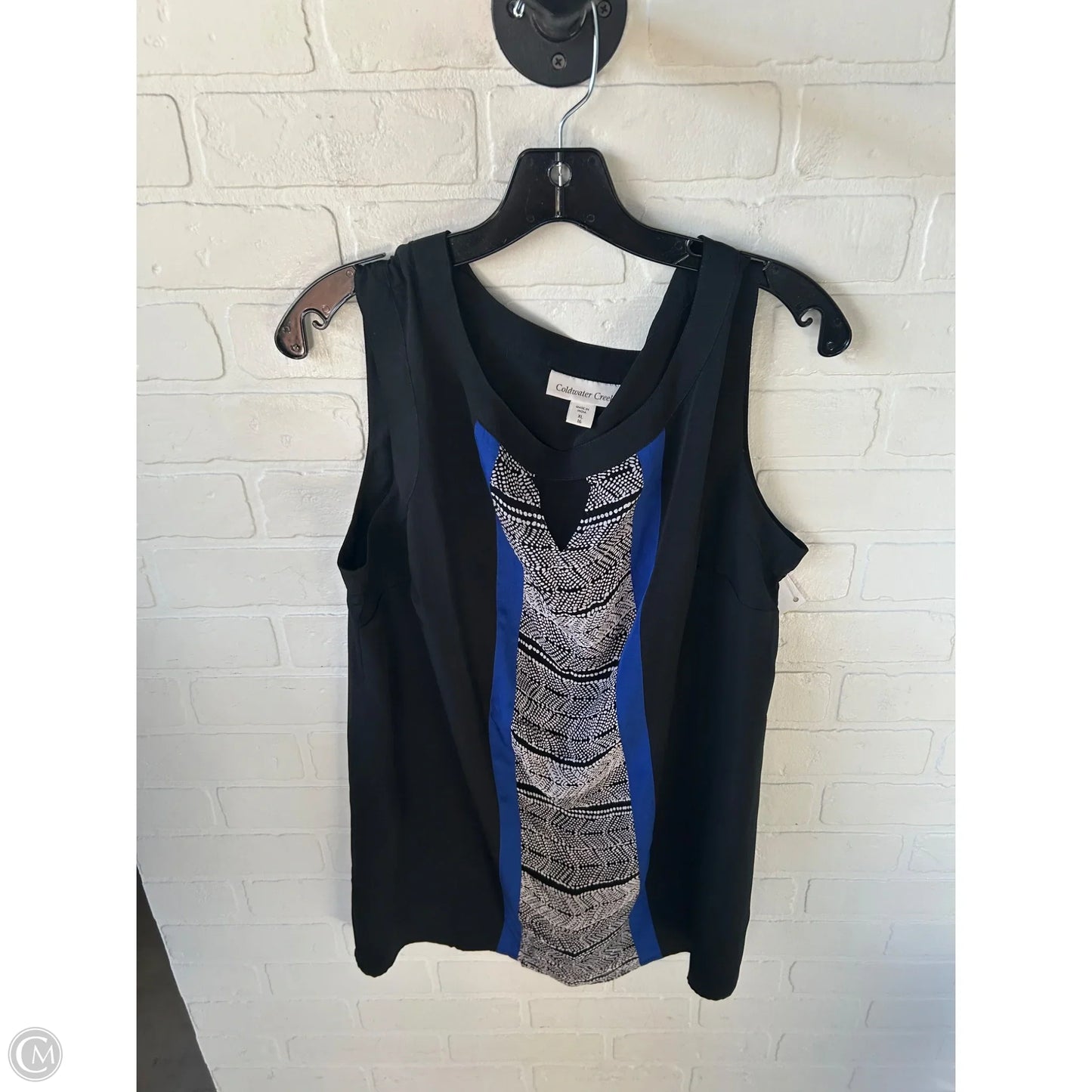 Top Sleeveless By Coldwater Creek In Black & Blue, Size: Xl